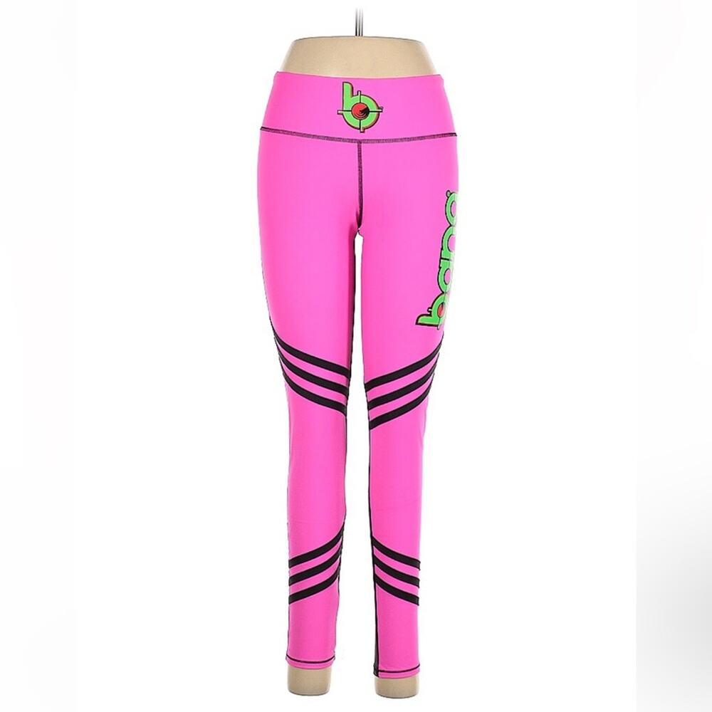 BANG Muscle Mayhem hot pink and black with‎ neon green workout leggings, size m
